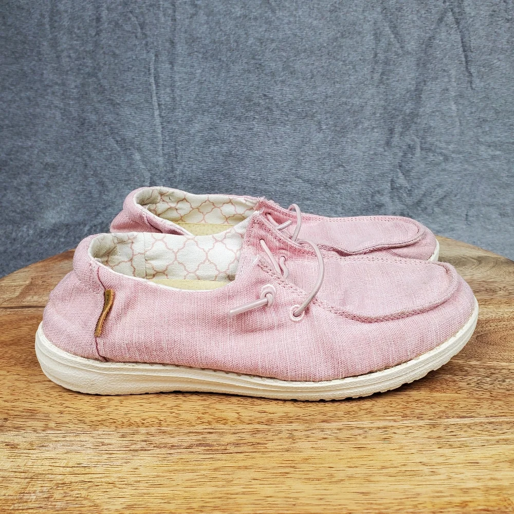 Hey Dude Wendy Shoes Youth Size Y3 L4 Linen Cotton Candy Slip On Flats